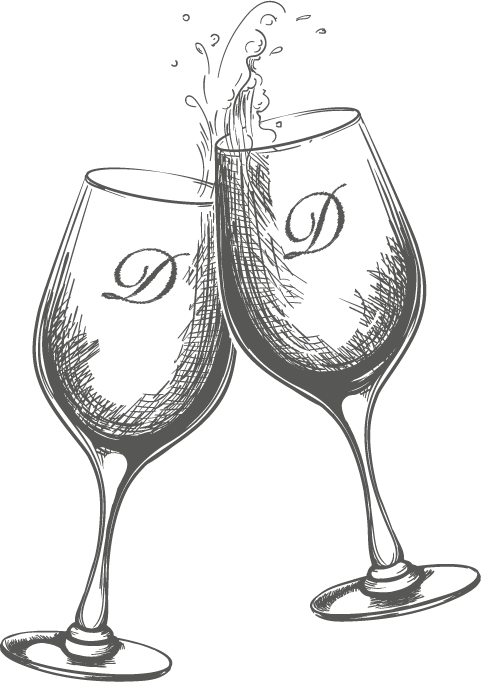 Zeichnung anstoßende Weingläser