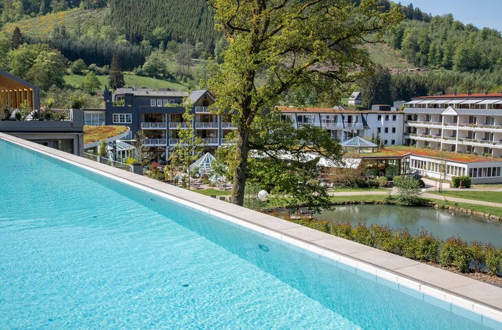 Infintiy Pool in der Sonne im Hotel Deimann Garten